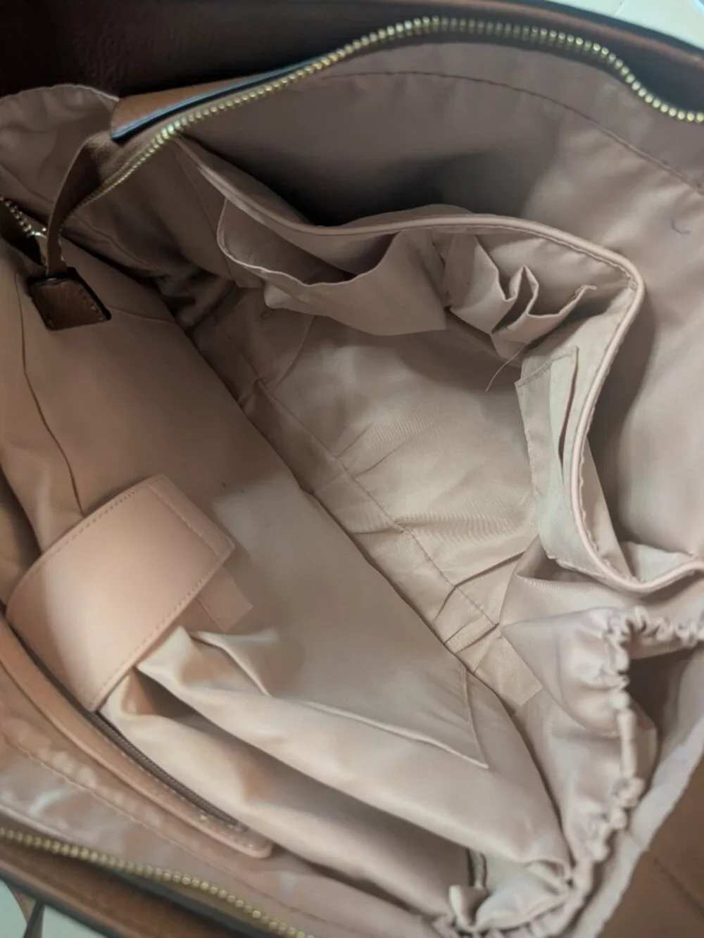 Poppy & Peonies Go Getter Brown Cognac Leather Laptop Tote Bag